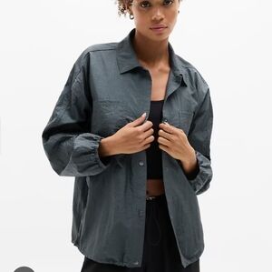 Athleta Lunar Sheen Dark Rinse Slate Blue Light Jacket Shirt XL